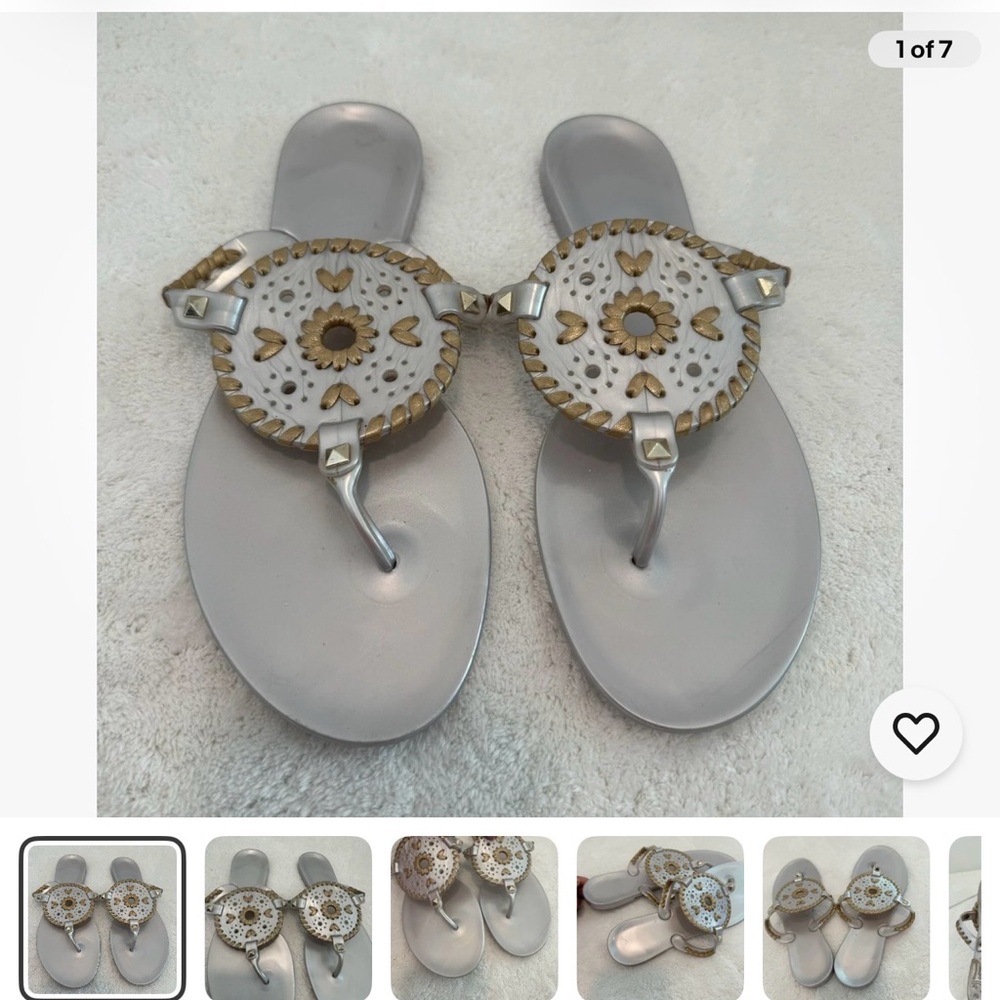Jack Rogers Georgia Jelly Thong Sandals Silver and Gold Sandals